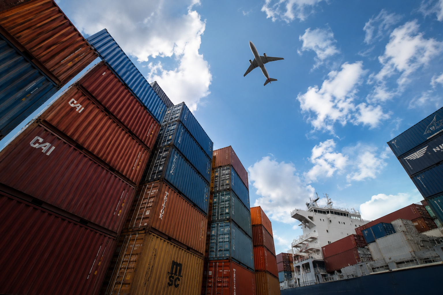 Container ship at port